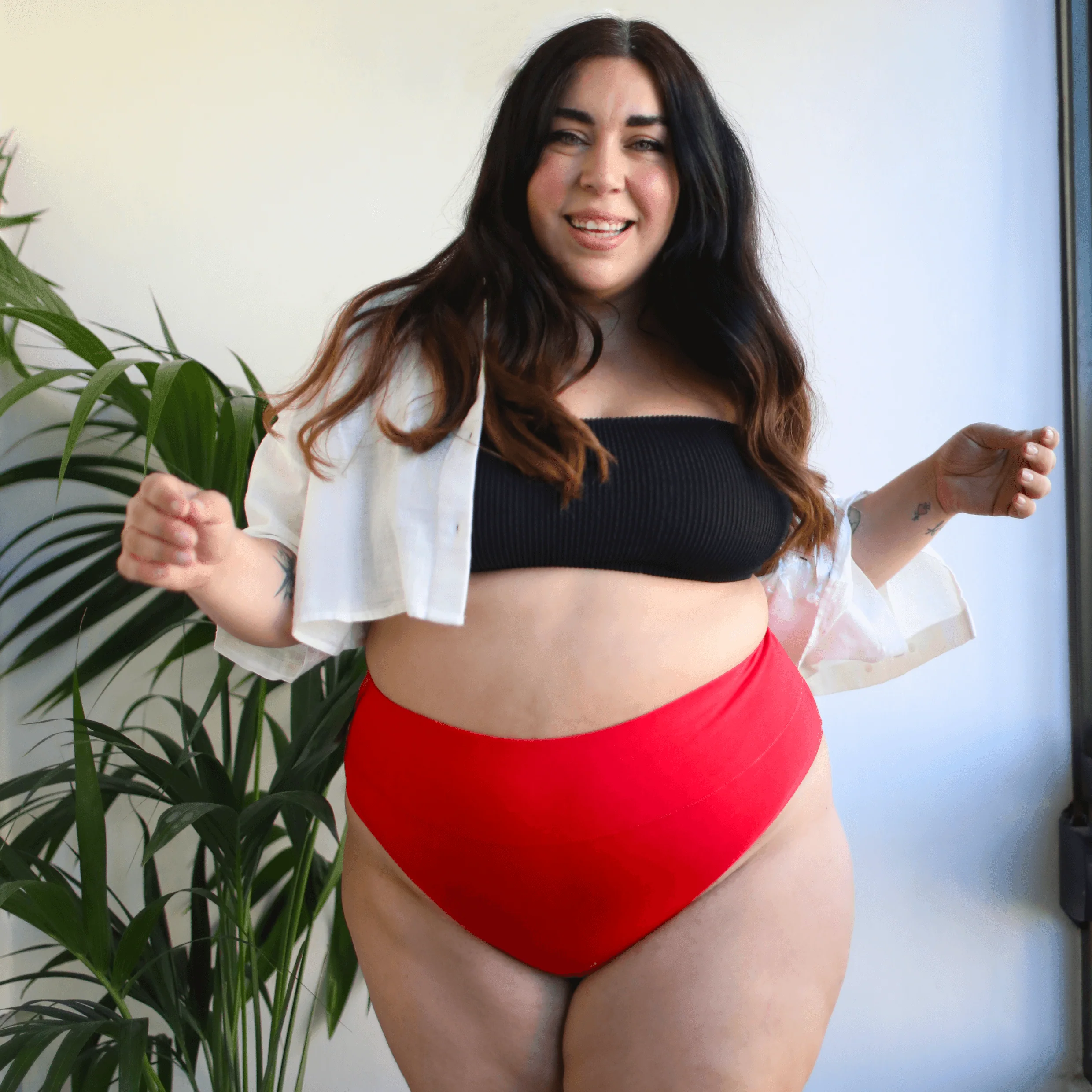 Organic Cotton Cheeky High Leg Panties - Lobster 9 Organic Cotton Cheeky High Leg Panties - Lobster