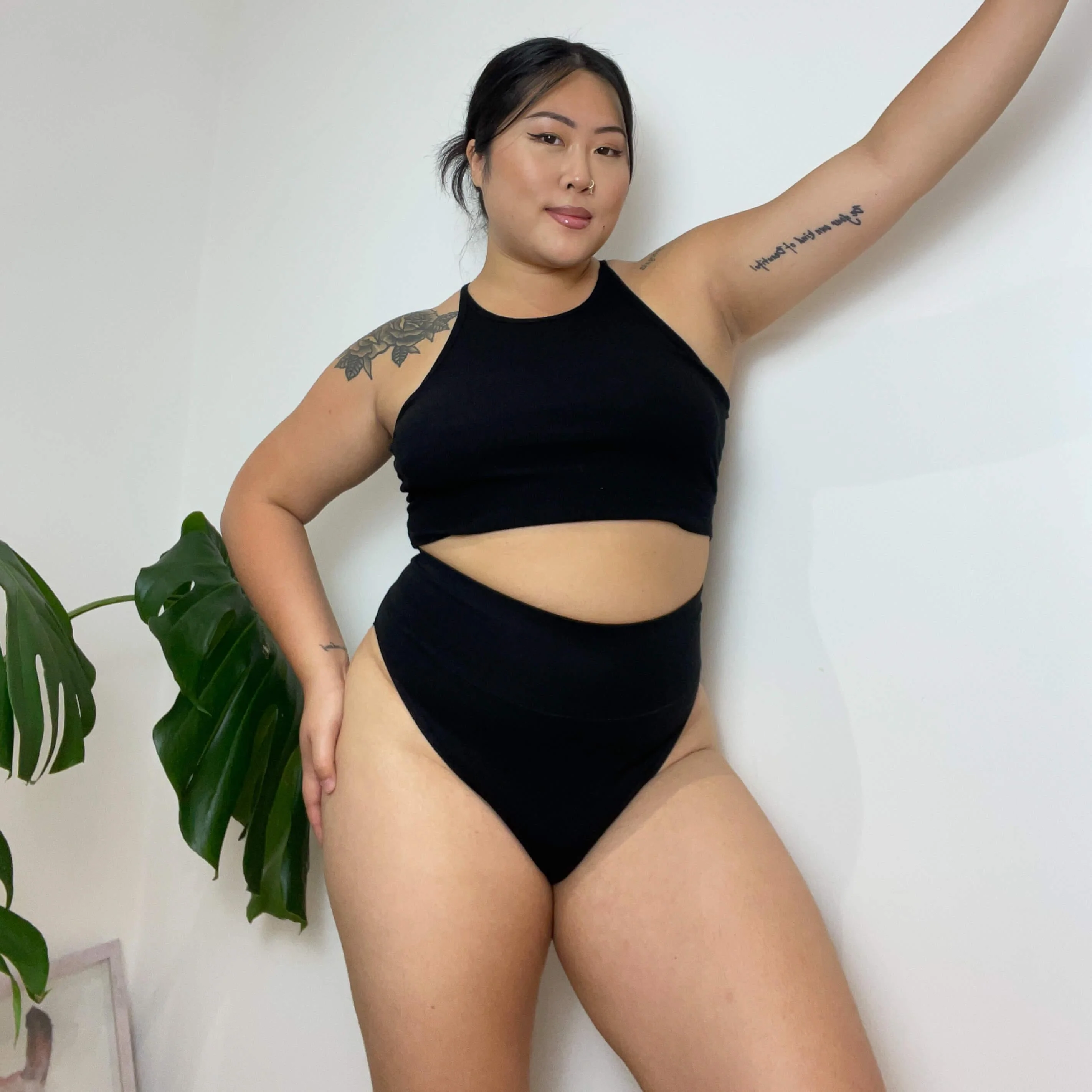 Organic Cotton Super High Leg Panties - Black