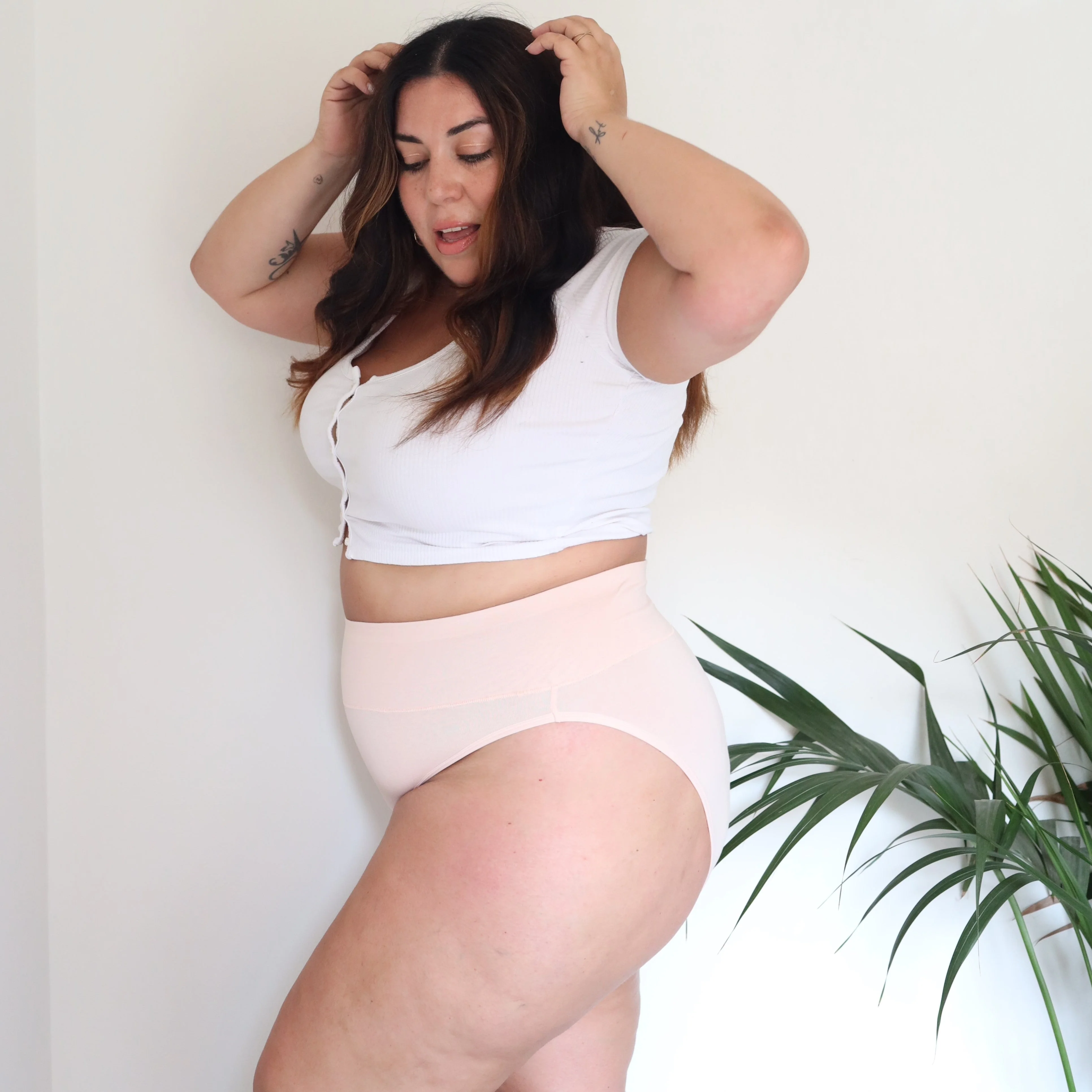 Organic Cotton Super High Leg Panties - Ballet Pink 3 Organic Cotton Super High Leg Panties - Ballet Pink