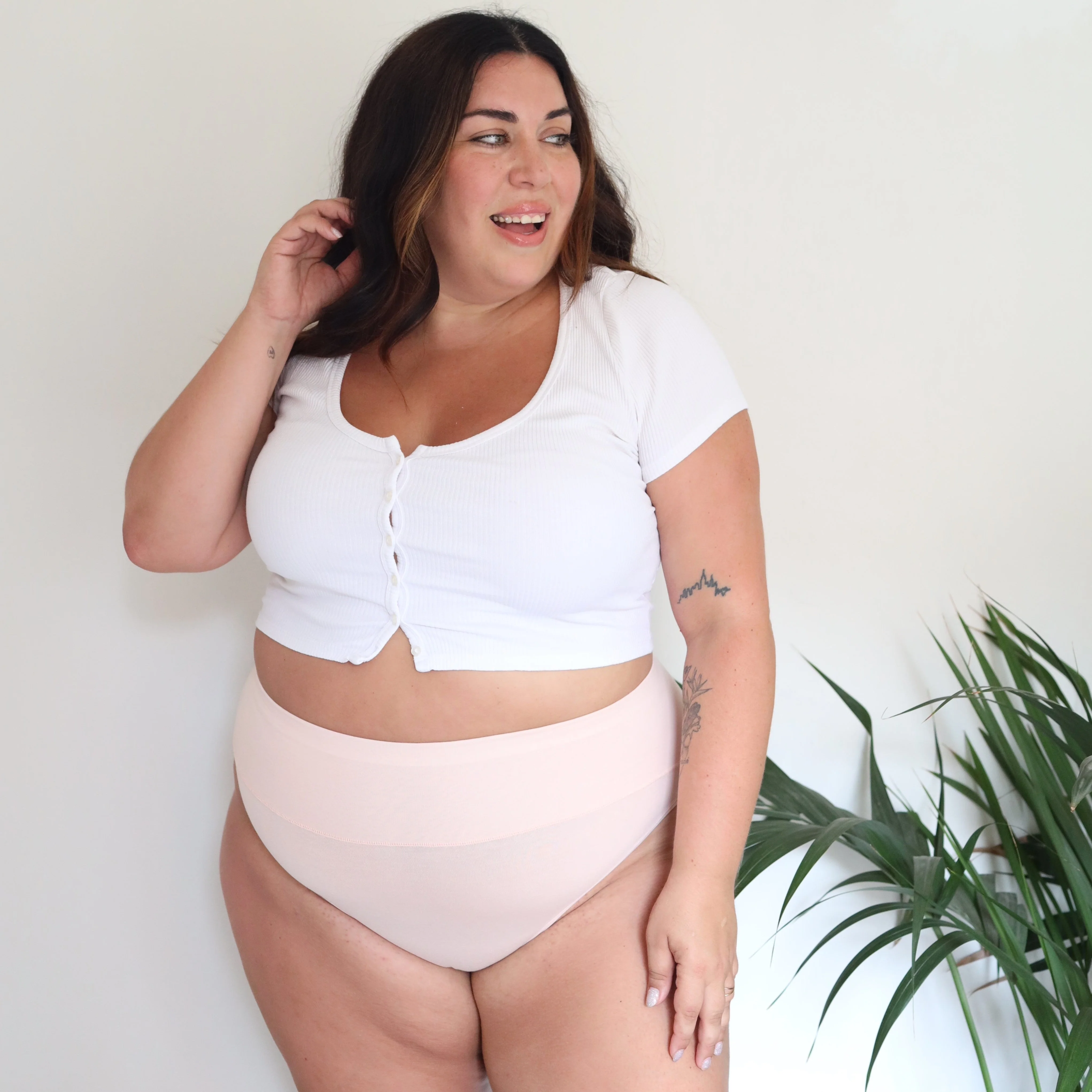 Organic Cotton Super High Leg Panties - Ballet Pink 5 Organic Cotton Super High Leg Panties - Ballet Pink