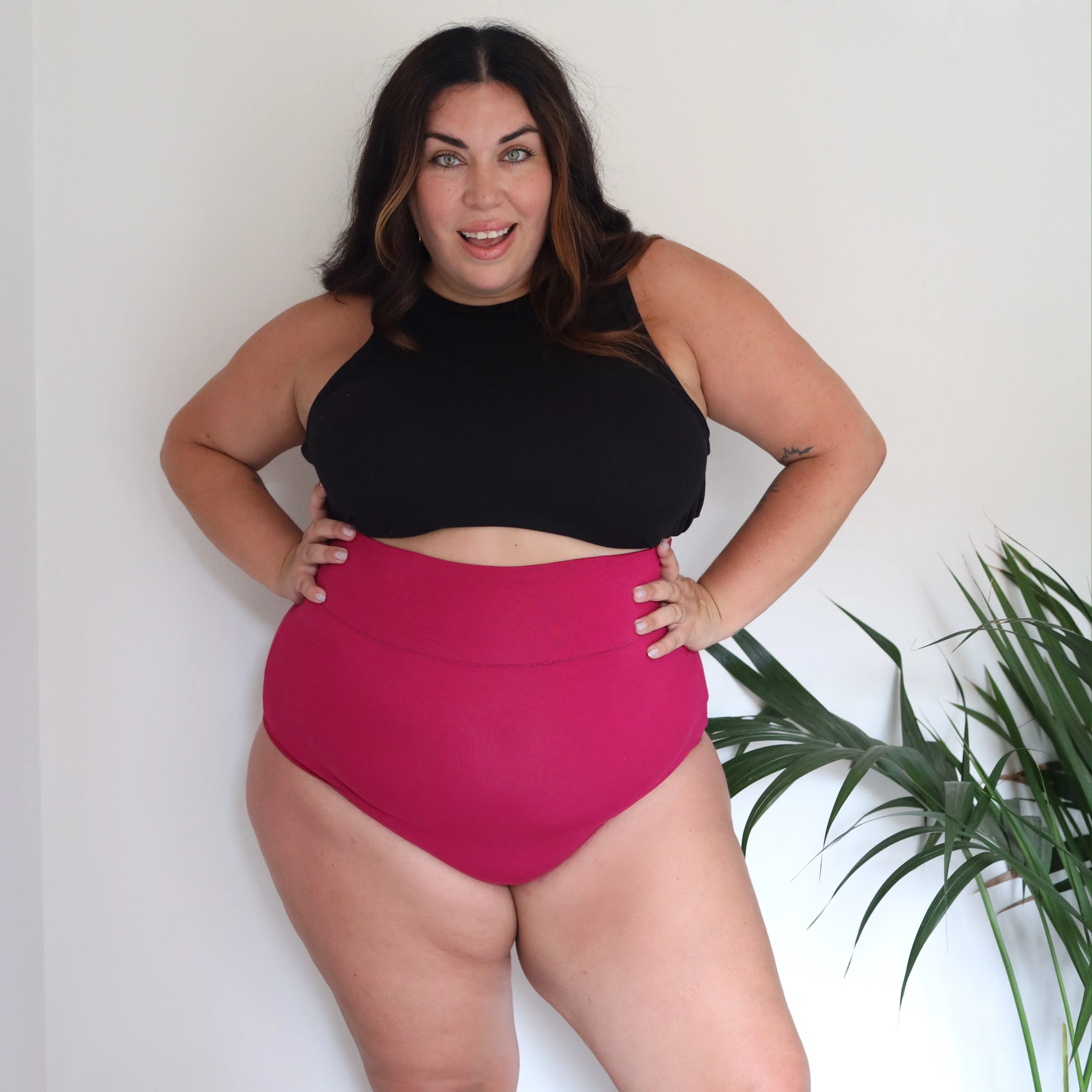 Organic Cotton Super High Waist Panties - Raspberry Pie 7 Organic Cotton Super High Waist Panties - Raspberry Pie