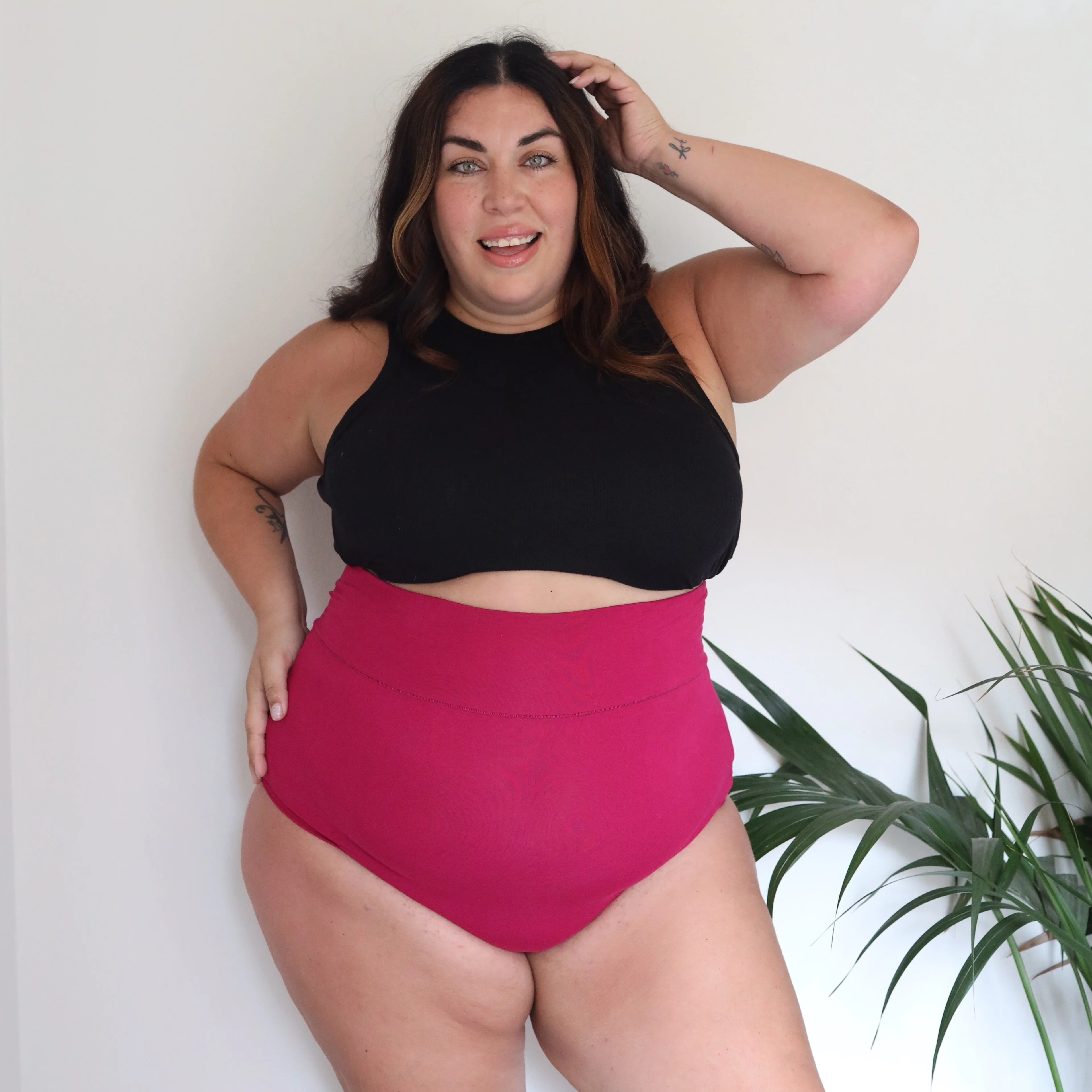 Organic Cotton Super High Waist Panties - Raspberry Pie 8 Organic Cotton Super High Waist Panties - Raspberry Pie