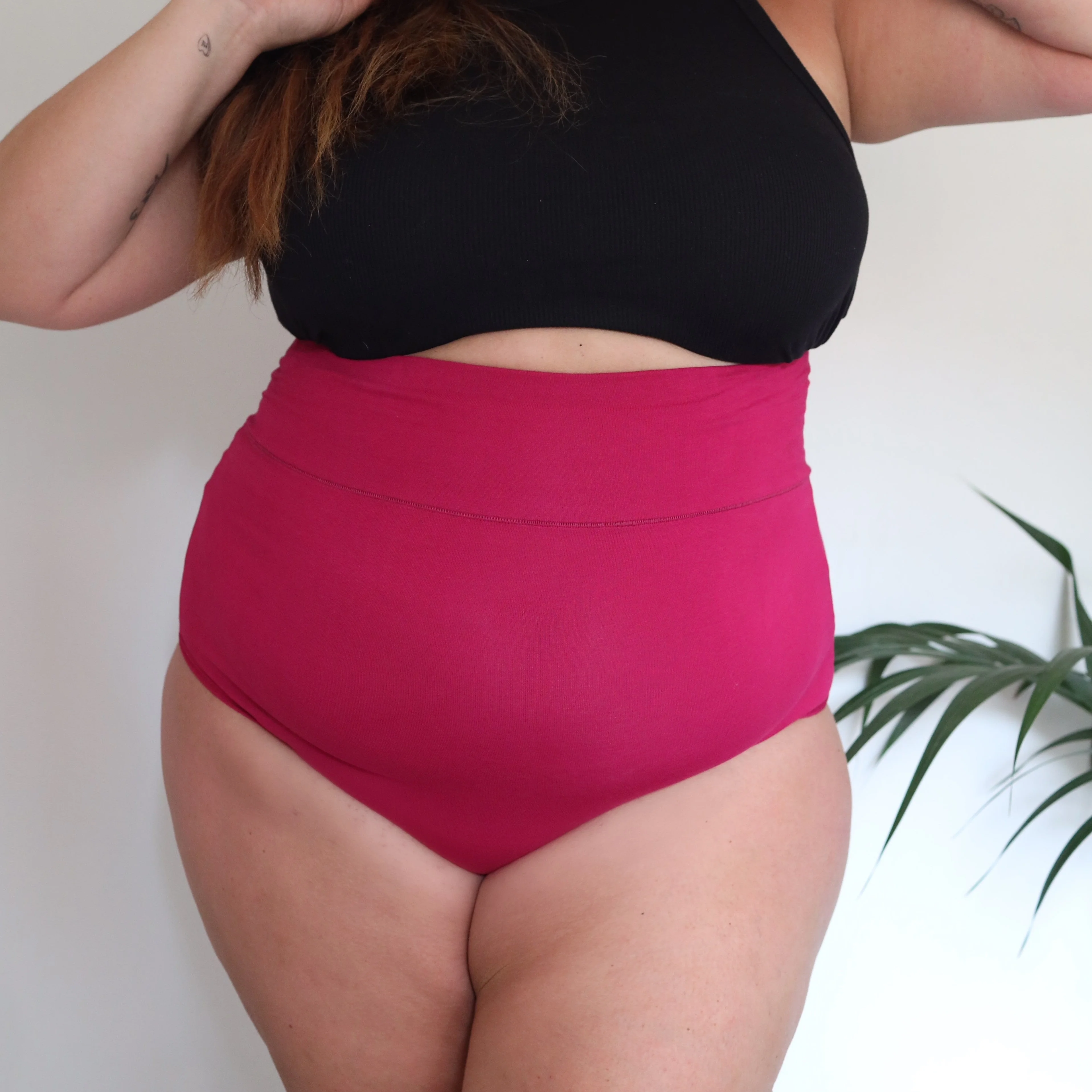 Organic Cotton Super High Waist Panties - Raspberry Pie 9 Organic Cotton Super High Waist Panties - Raspberry Pie