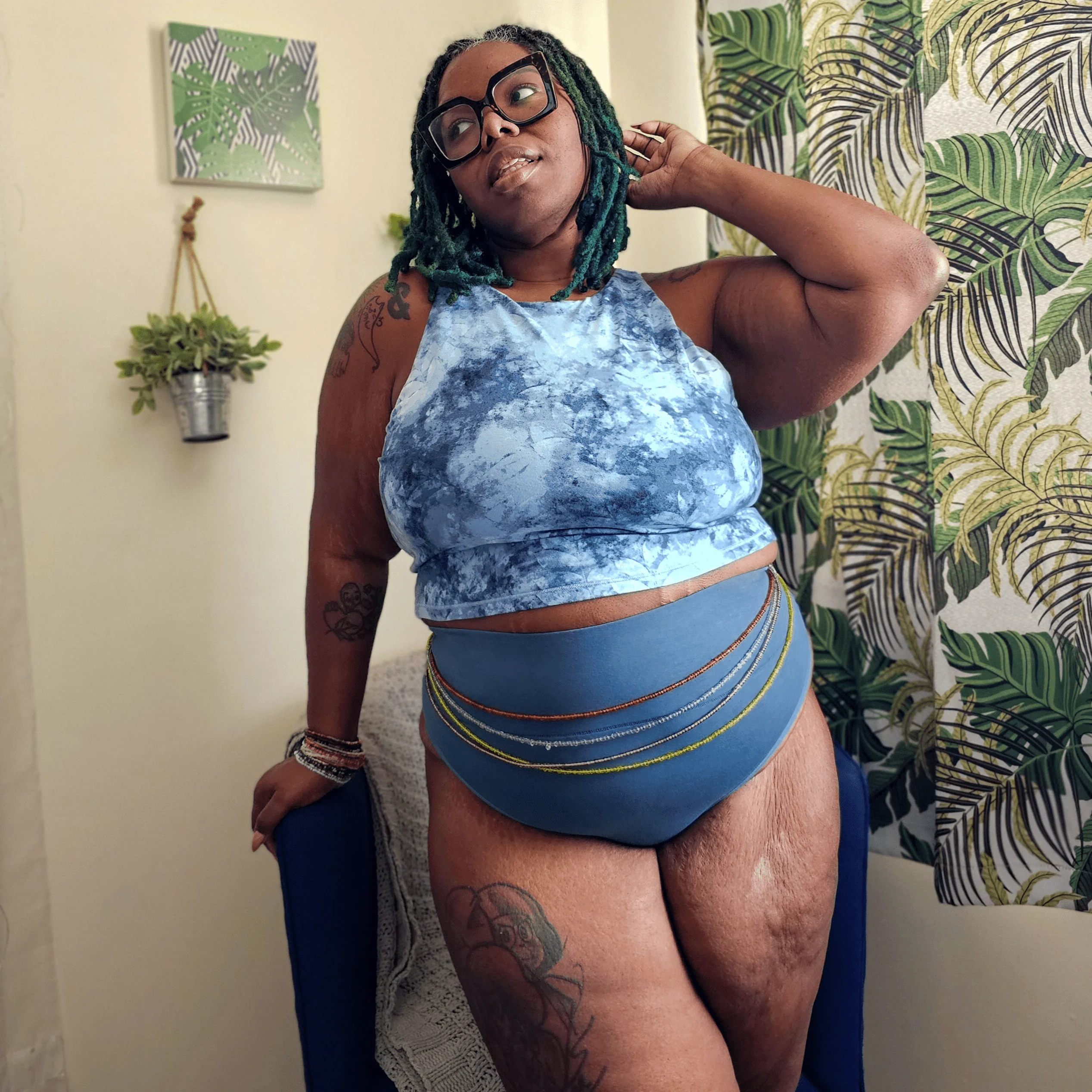 Organic Cotton Cheeky High Leg Panties - Denim 5 Organic Cotton Cheeky High Leg Panties - Denim