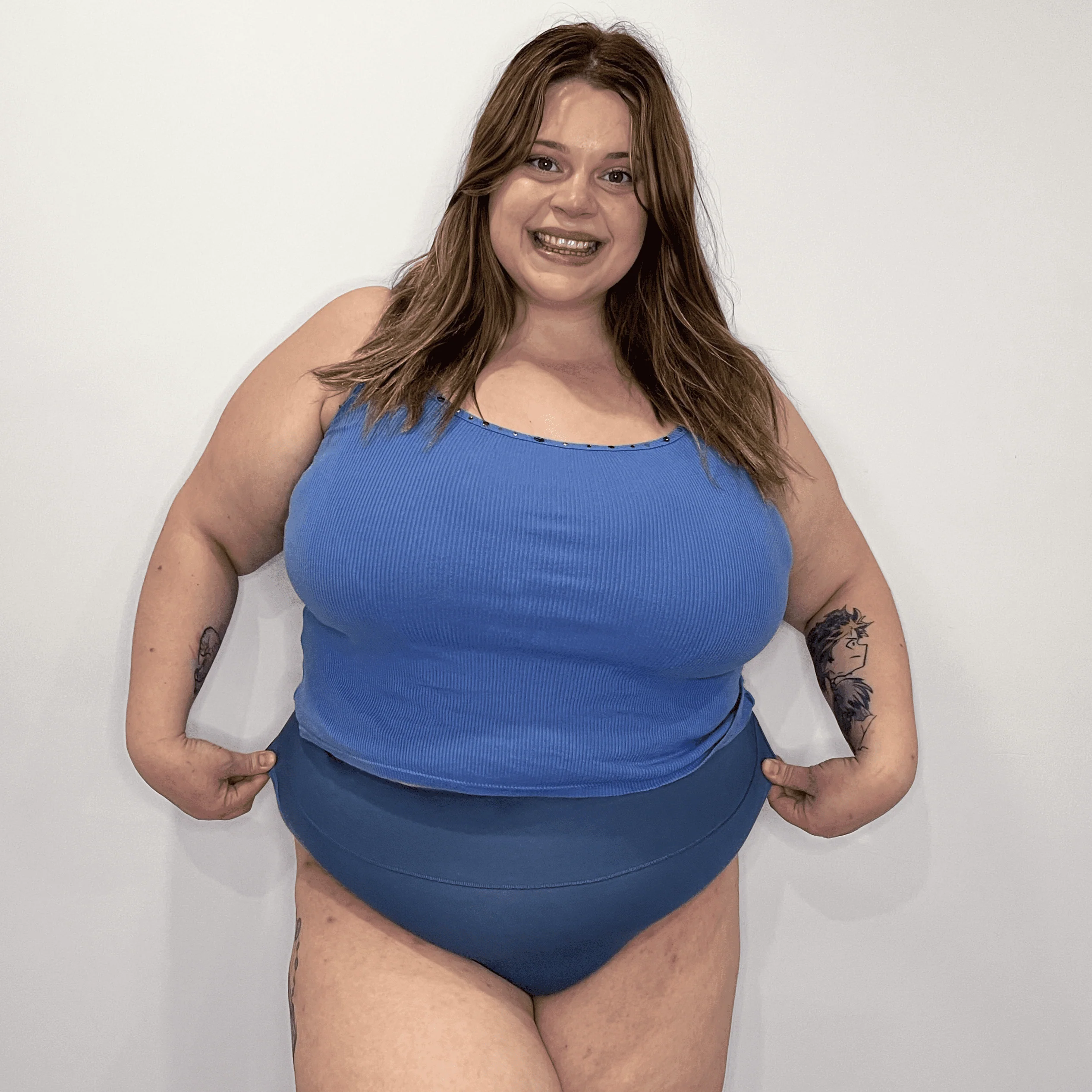 Organic Cotton Super High Leg Panties - Denim 9 Organic Cotton Super High Leg Panties - Denim