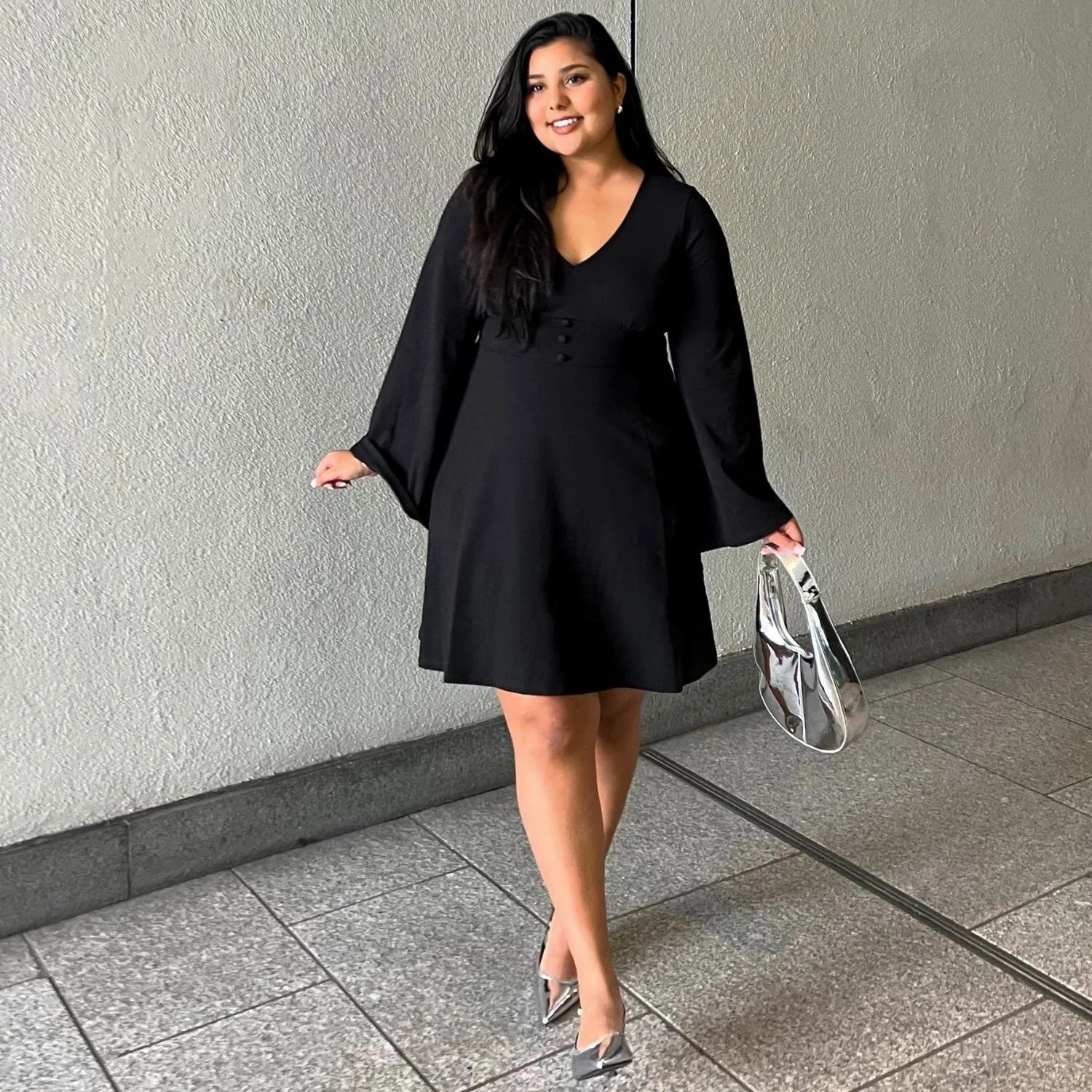 Bell Sleeve Mini Dress - Black 9 Bell Sleeve Mini Dress - Black