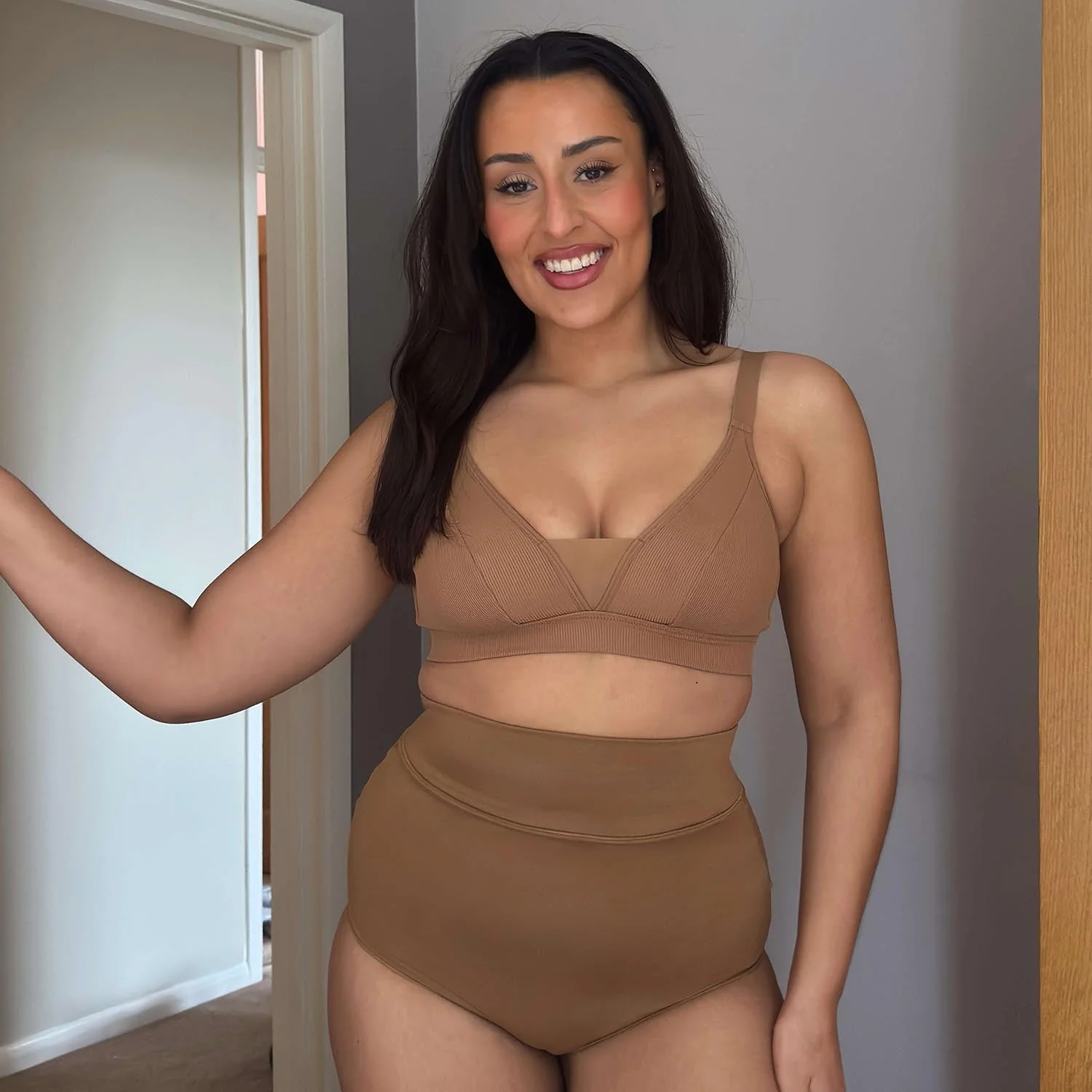 Organic Cotton Super High Waist Panties - Caramel