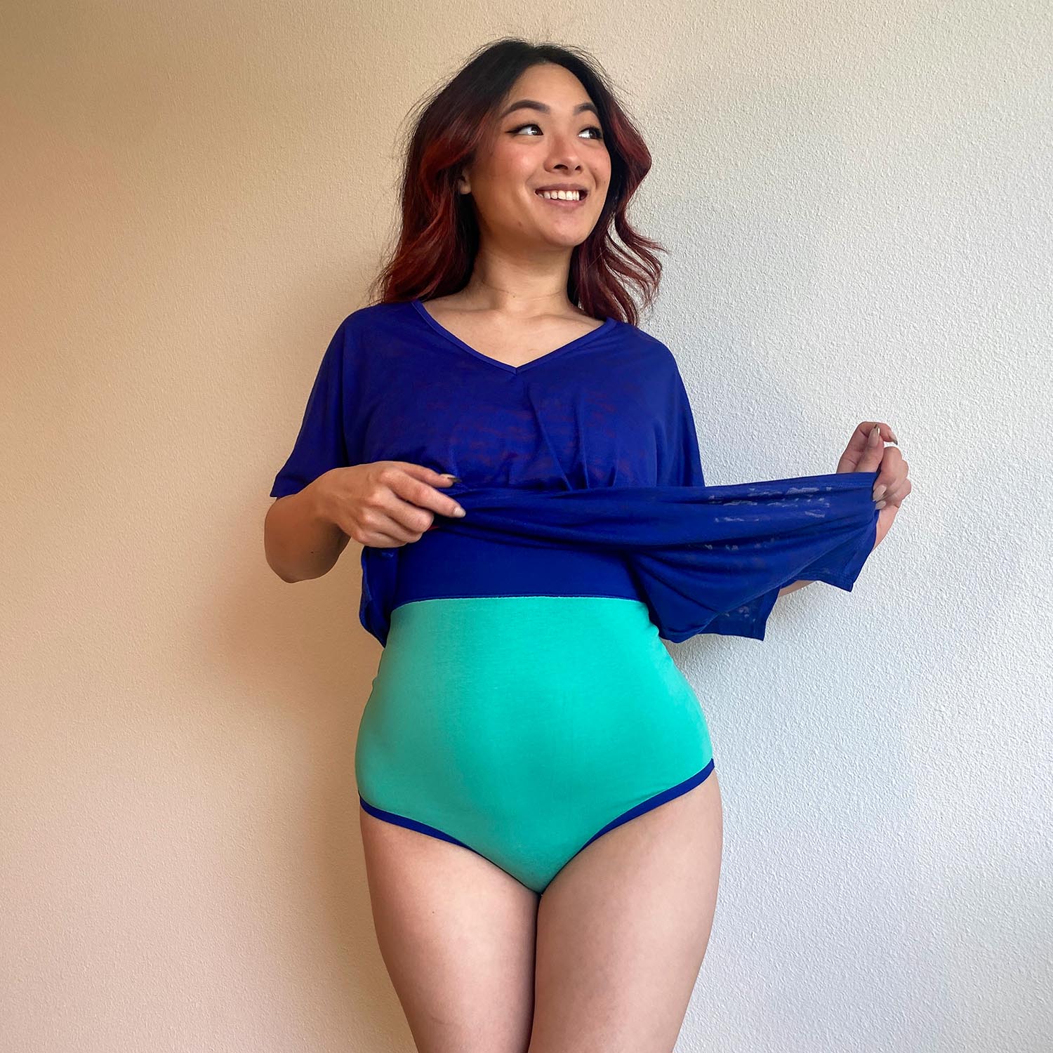 Organic Cotton Super High Waist Duo Knickers - Mint & Arabesque 4 Organic Cotton Super High Waist Duo Knickers - Mint & Arabesque