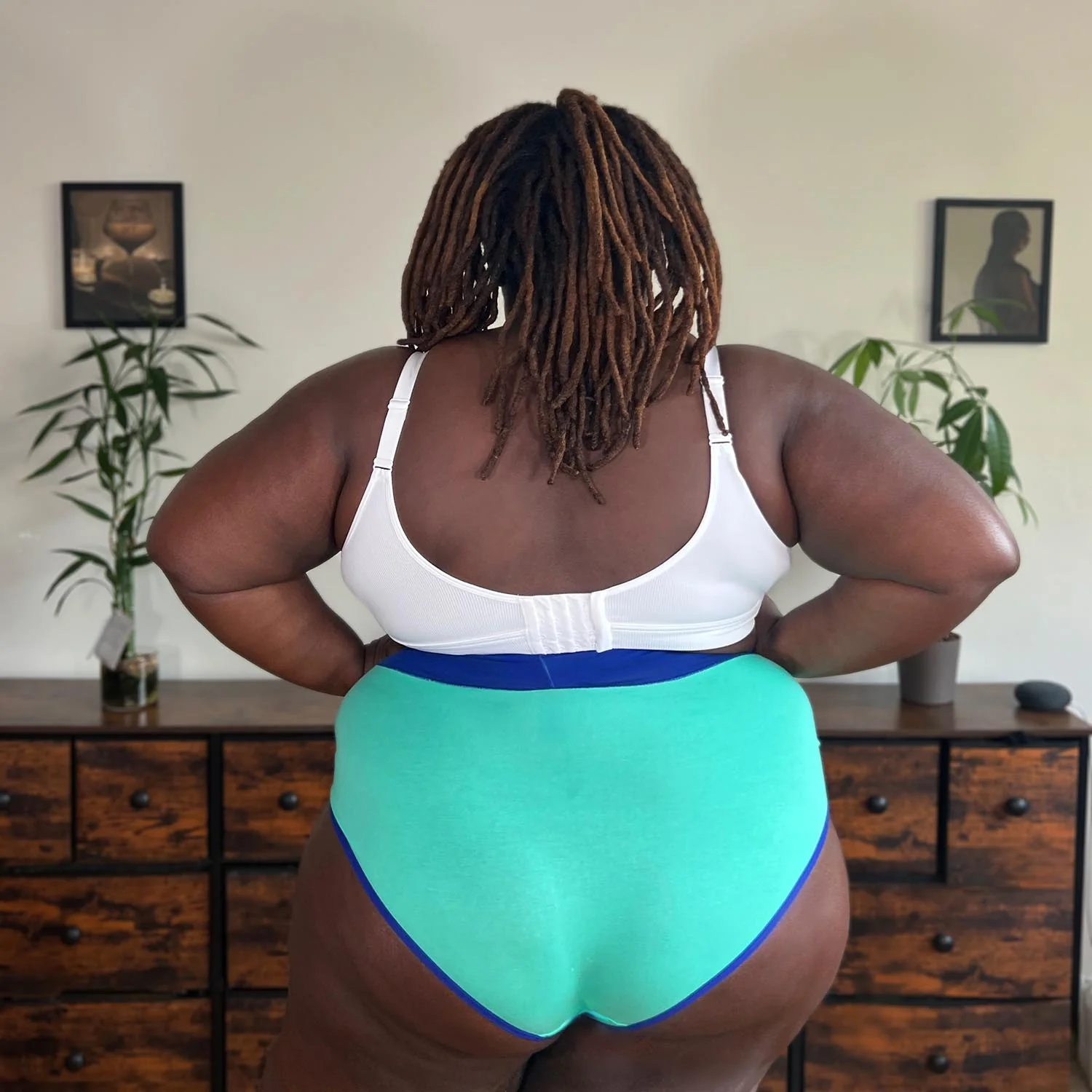 Organic Cotton Super High Waist Duo Knickers - Mint & Arabesque 8 Organic Cotton Super High Waist Duo Knickers - Mint & Arabesque