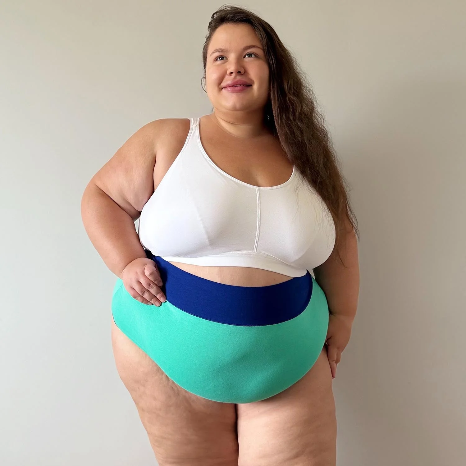 Organic Cotton Super High Waist Duo Knickers - Mint & Arabesque 10 Organic Cotton Super High Waist Duo Knickers - Mint & Arabesque
