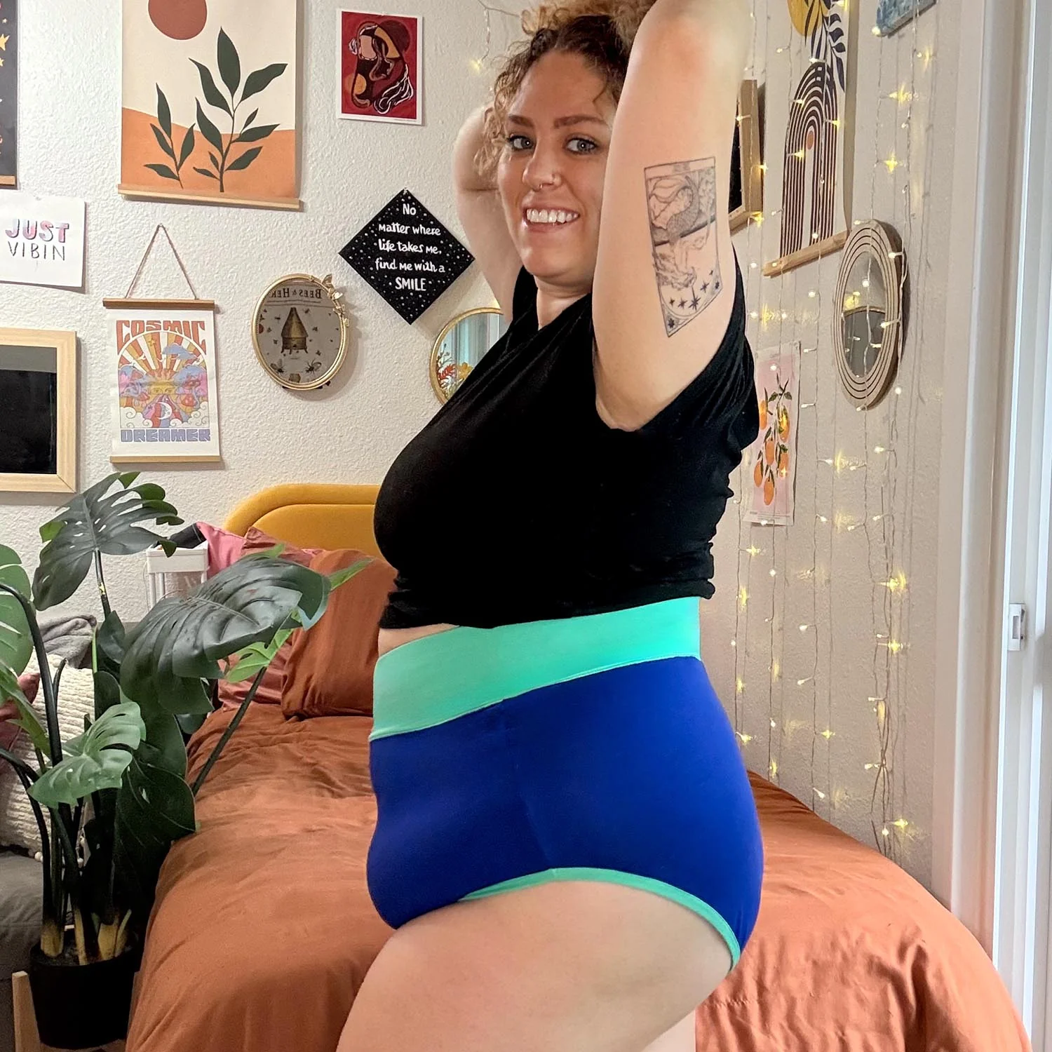 Organic Cotton Super High Waist Duo Knickers - Arabesque & Mint 5 Organic Cotton Super High Waist Duo Knickers - Arabesque & Mint