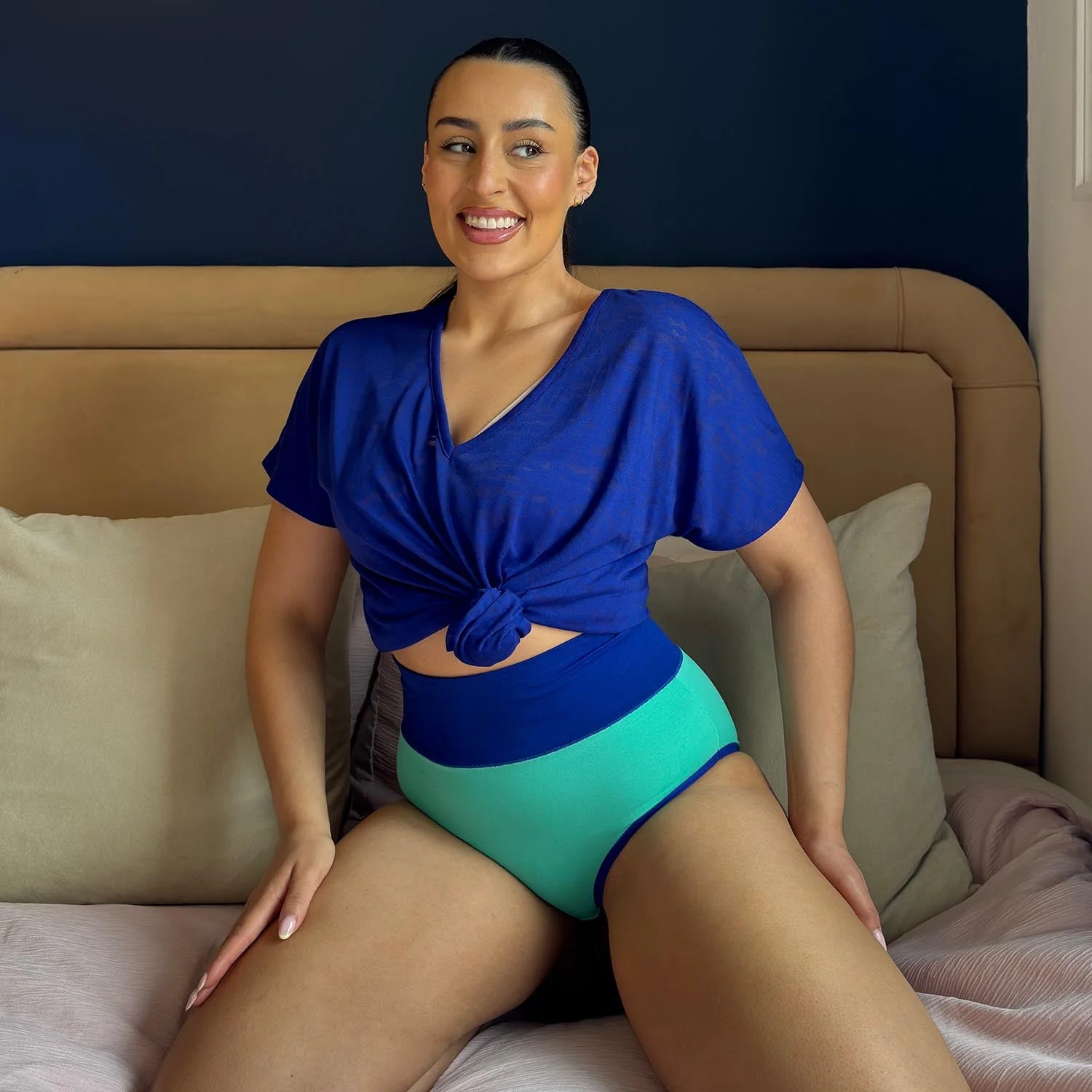 Organic Cotton Full Brief Duo Knickers - Mint & Arabesque 10 Organic Cotton Full Brief Duo Knickers - Mint & Arabesque