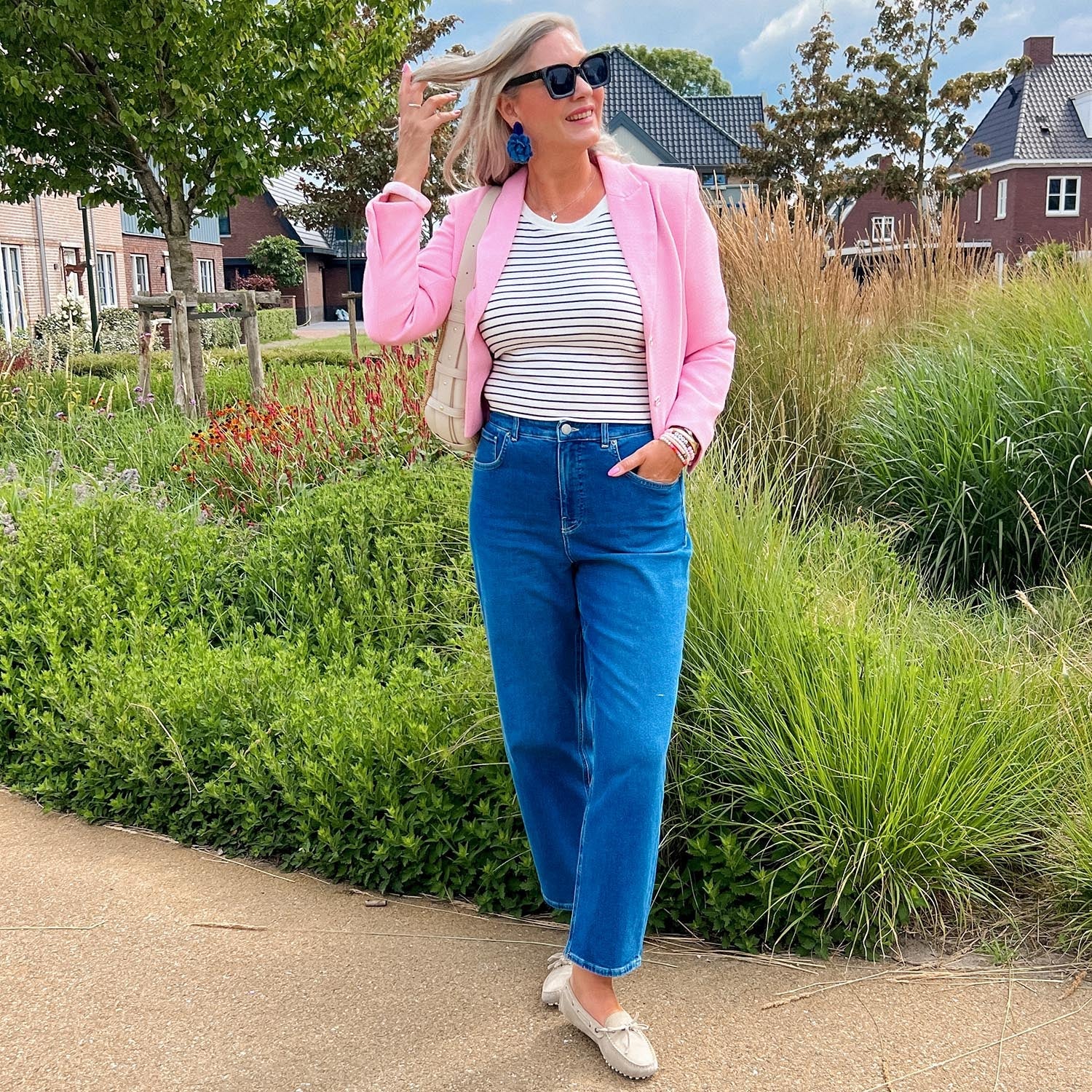 Organic Mom Jeans - Atlantic 5 Organic Mom Jeans - Atlantic