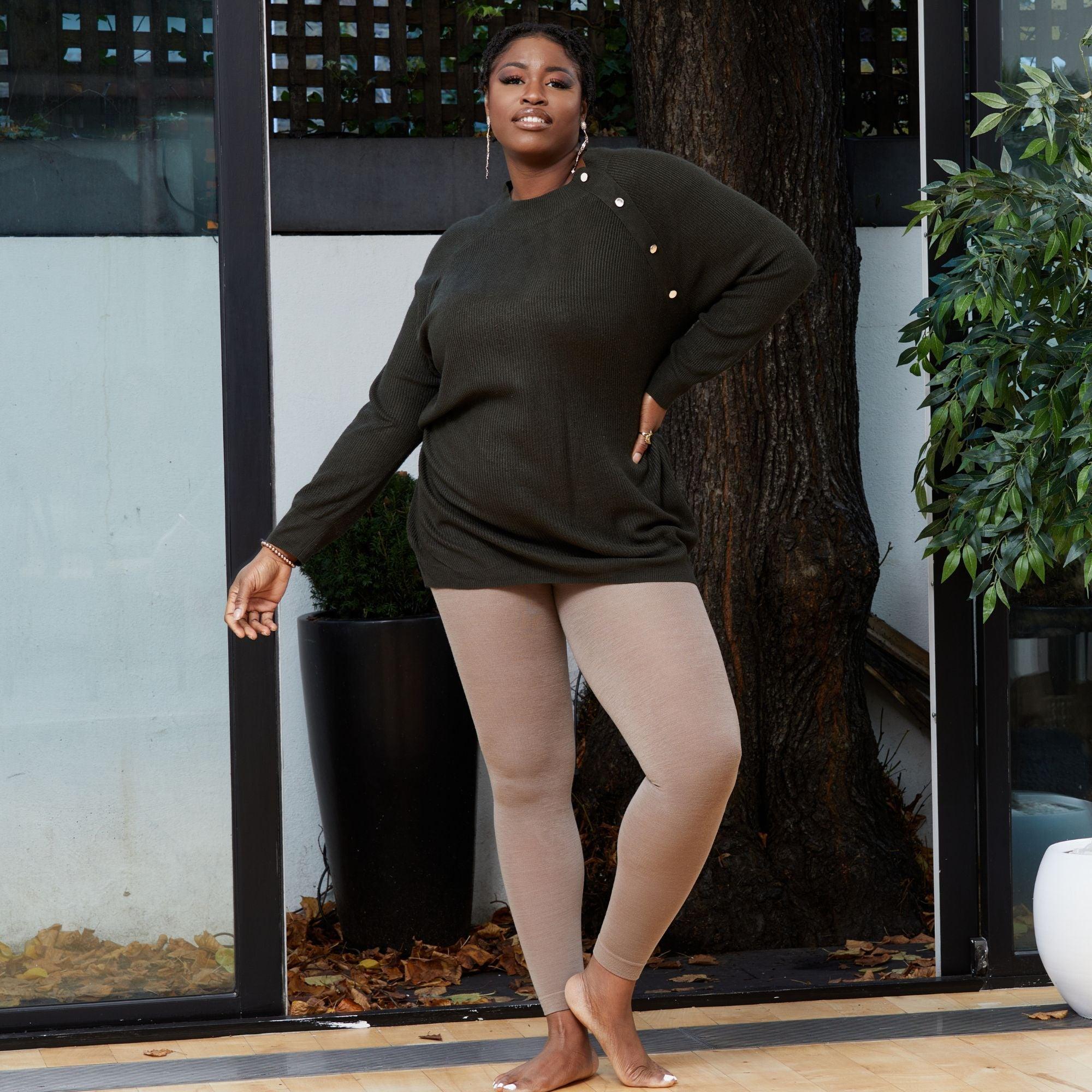 Merino Wool Footless Tights - Sand Dollar 3 Merino Wool Footless Tights - Sand Dollar